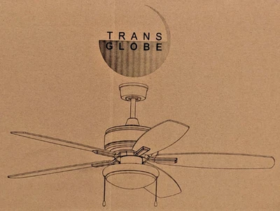 VENTILADOR DE TECHO TRANS GLOBE 52" 5 ASPAS NEGRO CON KIT DE LUCES CADENAS DE TRACCIÓN ASPAS DE NOGAL Foto 1 de 4