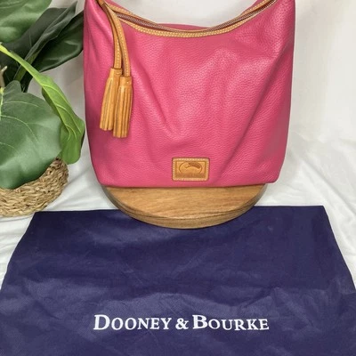 Bolso Hobo Dooney & Bourke McKenzie Cartera Borla Rosa Grano Guijarro Cuero Italiano Foto 1 de 4
