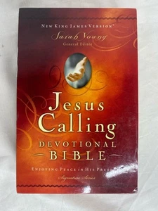 Jesus Calling Devotional Bible NKJV Sarah Young Cranberry Leather Nelson New - Picture 1 of 8