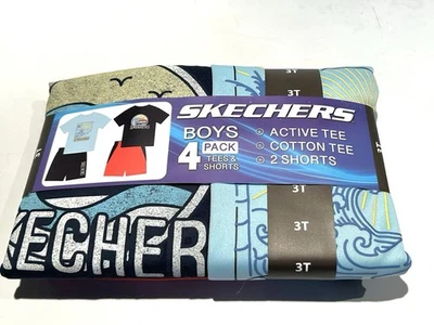 Conjunto de conjunto de 4 piezas Skechers 3T para niños - 2 camisetas y 2 pantalones cortos - ropa para niños pequeños nuevo Foto 1 de 3