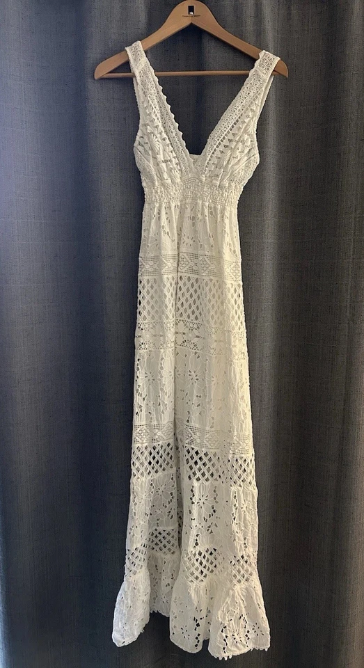 Temptation Positano Cotton Lace Dress Size Medium White Gorgeous Boho - READ  - Image 1 of 4