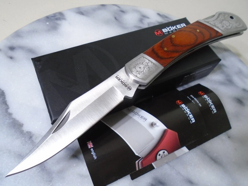 Boker Magnum Fancy Pakkawood 大号锁背口袋刀折叠猎人 01SC002 — 第 1/4 张图片