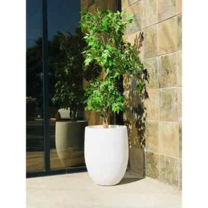 21.7 in. H Round Pure White Concrete Indoor Outdoor Modern Tall Planter - Picture 1 of 7