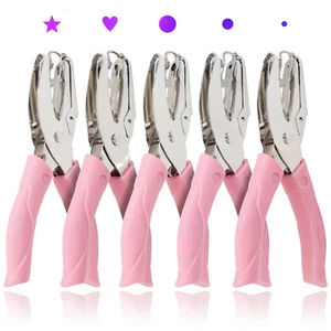 5 Pieces Metal Handheld Paper Punch Single-Hole Tag Punch Set with Plastic Handl - Picture 1 of 12