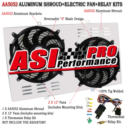 Ventilador eléctrico del radiador + cubierta + relé para Chevy C10 C20 C30 K10 K20 1967-1972 1968 Foto 1 de 4