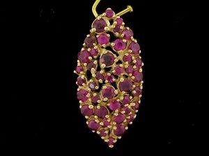 s P058 Genuine 9K Solid Yellow Gold NATURAL Pinkish Ruby Pave set Slider Pendant - Picture 1 of 1