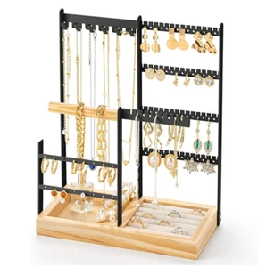 Schmuck Organizer mit Samt Ring Halter, 4 Ebenen Schmuckständer SIEHE BESCHREIBUNG - Bild 1 von 10