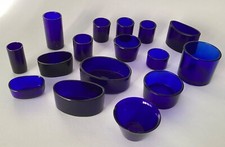 16 FODERE PER CONDIMENTI ASSORTITE IN VETRO BLU BRISTOL ANTICHE