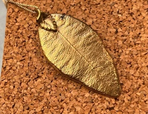 Echtes Blatt Skelett Anhänger - 14 kt Gold Kette Halskette 18" - Gesamtgewicht 3 g - Bild 1 von 7