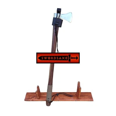 Hacha de tala vikinga forjada a mano con cabeza de acero inoxidable soporte de mango de madera Foto 1 de 2