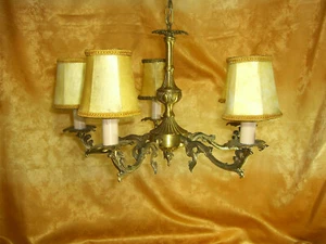 Ceiling light, chandelier, Napoleon 3, Baroque, gilt bronze, vintage - Picture 1 of 10