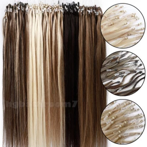 Grade 9A Remy Human Hair Micro Ring Loop Beads Link Tip Hair Extensions 1G/0.5G - Picture 1 of 28