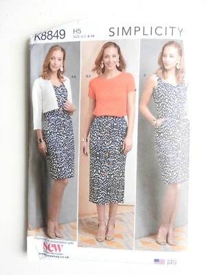 Simplicity K8849 sewing pattern Knit Jacket Skirt Dress Top  Sz 6 to 14 UNCUT  - Image 1 of 2
