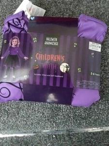 Halloween Fancy Dress Girls Witch Costume - Witch Dress & Headband 5-6 Years - Picture 1 of 3