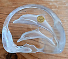 Vintage French Cristal Arques Lead Crystal Dolphins Art Glass 11X 9Cms