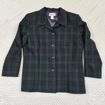 Куртка женская Pendleton Blazer 10 клетчатая 100% натуральная шерсть с подкладкой сделано в США - Изображение 1 из 4