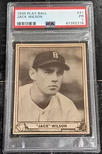 1940 Play Ball Jack Wilson PSA 1 PR #31 Vintage Boston Red Sox - Picture 1 of 3