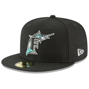 Florida Marlins New Era Negro Colección Cooperstown Logotipo 59FIFTY Sombrero Ajustado - Imagen 1 de 5