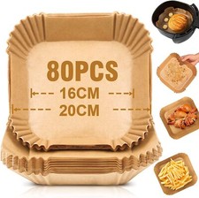 80 Pezzi Carta Forno per Friggitrice ad Aria 16-20-24cm Quadrata Air Fryer Paper