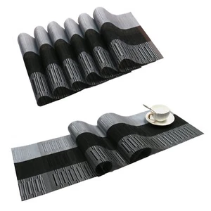 Placemats with Table Runner Set of 7 Woven Vinyl Table Mats and Runner for Di... - Picture 1 of 8