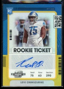 2021 Contenders Optic Levi Onwuzurike #163 Rookie Biglietto Auto Gold Prizm/10 RC - Foto 1 di 2