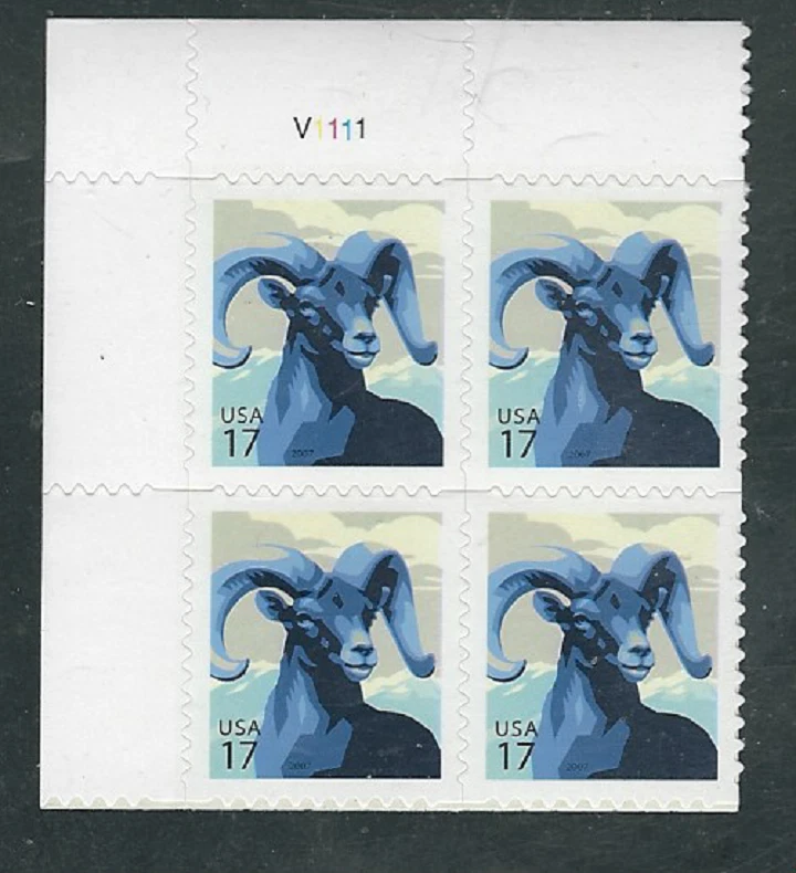 Scott #4138...17 Cent... Bighorn Sheep ...Plate Block - Image 1 of 1