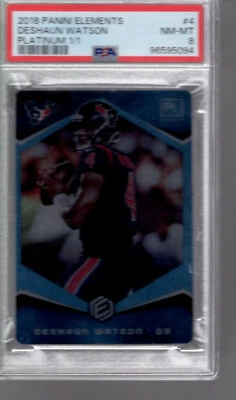 2018 Deshaun Watson Panini Elements Platinum 1/1 Texans PSA 8 - Image 1 of 2