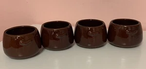 Vintage West Bend USA Brown Glaze Set Of 4 Mini Ceramic Bean Pot 3.5” Diameter - Picture 1 of 6