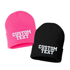 CUSTOM TEXT - Embroidered Cuffed Beanie Hat, Embroidered Gift, Winter, beanie