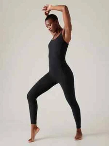 Athleta M MEDIUM Salutation Bodysuit, Black 7/8 Tight Stash Pockets Bra-Support - Picture 1 of 8