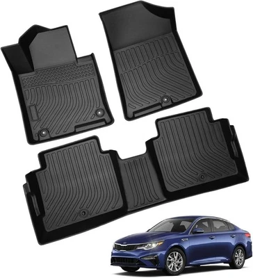3D Floor Mats Liner for 2015-2019 Hyundai Sonata Black TPE All-Weather Anti-slip Foto 1 de 4