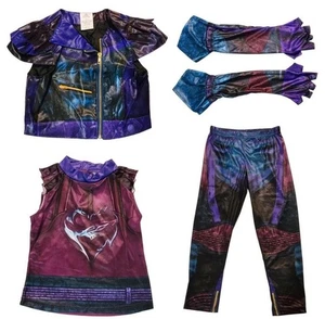 Disney Descendants Mal Costume Vest Shirt and Gloves Set Girls Size 7/8 - Picture 1 of 9