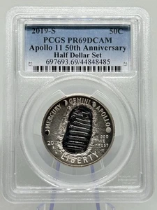 2019-S PCGS PR69DCAM Apollo 11 50th Anniversary Half Dollar Set 50c Brilliant ✨ - Picture 1 of 3