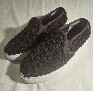Tory Burch Flower Rosette Slip On Sneaker - Dark Red Brown Women’s - Size 7.5 - Picture 1 of 18