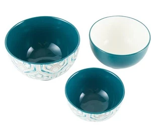 Anthropologie Chic & Tonic Safari Nesting Bowls Turquoise Gold New In Box - Picture 1 of 7