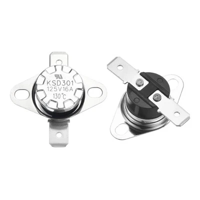 2pcs KSD301 Thermostat 130°C 16A NC Adjust Snap Disc Temperature Switch,Bakelite - Image 1 of 4