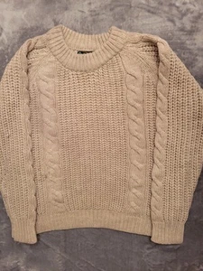 Vintage Timberland Cable Knit Sweater Small Tan Beige Acrylic Fisherman Chunky - Picture 1 of 8
