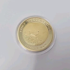 Fort Ticonderoga America's Fort Collector's Club Golden Coin 1.5" - Picture 1 of 4