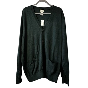 LL Bean Strickjacke Pullover XXL Grün mit Taschen Baumwolle Kaschmir Knöpfe Vintage Neu - Bild 1 von 6