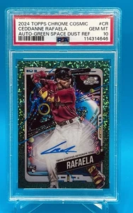 2024 Topps Chrome Cosmic Ceddanne Rafaela Auto Green Space Dust 10/75 PSA 10 RC - Picture 1 of 3
