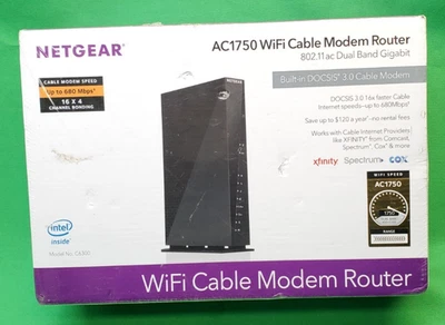 Netgear AC1750 WiFi Cable Modem Router C6300 DOCSIS 3.0 - Image 1 of 4