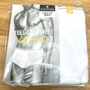 Stafford Full Cut Slips Herren M Baumwollmischgewebe 6er Pack Weiß Neu - Bild 1 von 4