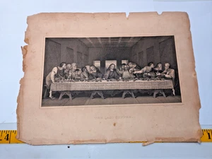 Antique Bible 1800s Engraving religious for framing as seen. Last Supper - Picture 1 of 2