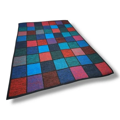 Vtg 90s Biederlack Color Block Blanket Stained Glass Throw 53x77” Jewel Tones - Image 1 of 4