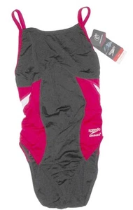 TRAJE DE BAÑO SPEEDO ENDURANCE negro/rojo corte de carreras flyback nuevo con etiquetas 30 (pequeño) - Imagen 1 de 2