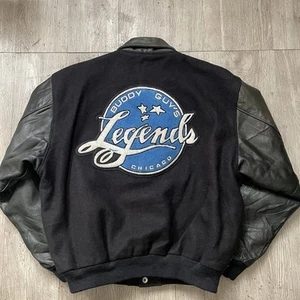 Vintage 90s Golden Bear Chicago Buddy Guys Legends Letterman Jacket Rare Sz M - Picture 1 of 8