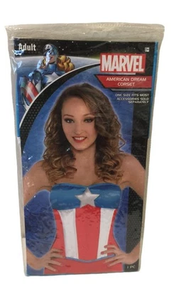 Marvel Adult American Dream Corset OSFM Red White Blue - Image 1 of 2