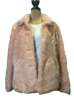 Chaquetón para mujer JouJou rosa claro de piel sintética con cierre de botones bolsillos laterales Foto 1 de 3