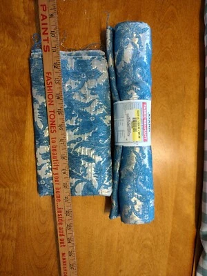 Teal/ Gold metallic special occasion fabric remmant plus pcs. .917 yard x 57" w - Image 1 of 2