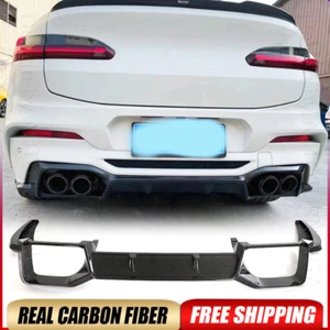 Alerón divisor de labios difusor parachoques trasero carbono real BMW F98 X4M 2019-2021 - Imagen 1 de 13